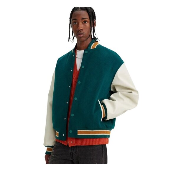 Levi's Coit Letterman Jacket‎ Mens Size XS Wool Blend Leather Varsity Bomber NWT - Picture 2 of 13